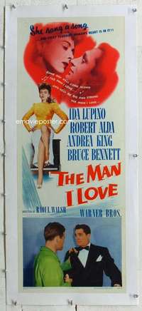 n064 MAN I LOVE linen insert movie poster '47 Ida Lupino, Robert Alda
