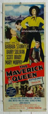n065 MAVERICK QUEEN linen insert movie poster '56 Barbara Stanwyck