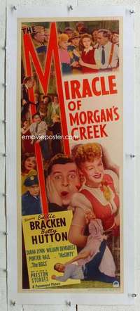 n067 MIRACLE OF MORGAN'S CREEK linen insert movie poster '43 Sturges