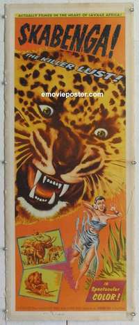 n073 SKABENGA linen insert movie poster '55 African leopard image!