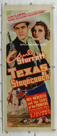 n074 TEXAS STAGECOACH linen insert movie poster '40 Charles Starrett