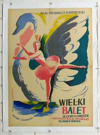 n230 STARS OF THE RUSSIAN BALLET linen Polish 23x33 movie poster '53