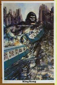 p073 KING KONG #2 commercial poster '76 BIG ape & train!