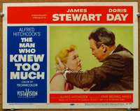 q065 MAN WHO KNEW TOO MUCH movie lobby card #1 '56 Stewart, Doris Day