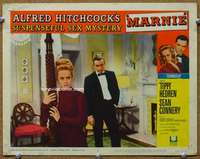 q062 MARNIE movie lobby card #2 '64 Sean Connery & Hedren by bed post!