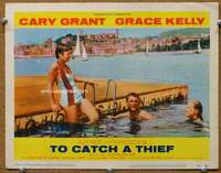 q042 TO CATCH A THIEF movie lobby card #1 '55 Kelly & Grant swimming!