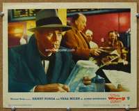q009 WRONG MAN movie lobby card #6 '57 classic Alfred Hitchcock scene!