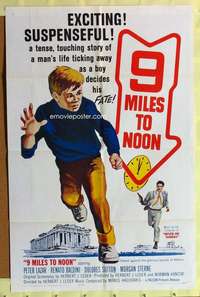 r015 9 MILES TO NOON one-sheet movie poster '64 Leder, Athens, Greece