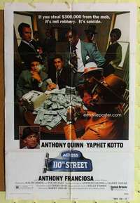 r023 ACROSS 110th STREET one-sheet movie poster '72 Quinn, Franciosa, Kotto