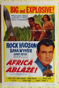 r833 SOMETHING OF VALUE one-sheet movie poster R62 Hudson, Africa Ablaze!