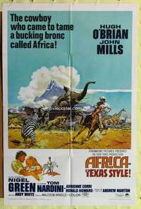 r031 AFRICA - TEXAS STYLE one-sheet movie poster '67 cool wild animals!