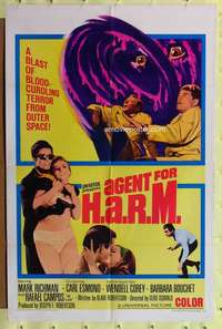 r035 AGENT FOR HARM one-sheet movie poster '66 Mark Richman, spies!