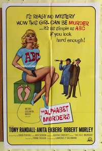 r060 ALPHABET MURDERS one-sheet movie poster '66 Randall, sexy Anita Ekberg!