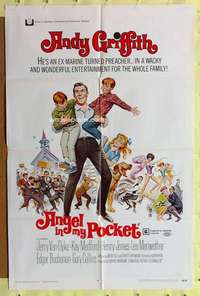 r073 ANGEL IN MY POCKET one-sheet movie poster '69 Andy Griffith, Van Dyke