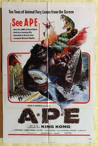 r082 APE one-sheet movie poster '76 wacky attacking primate image!