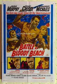 r120 BATTLE AT BLOODY BEACH one-sheet movie poster '61 Audie Murphy