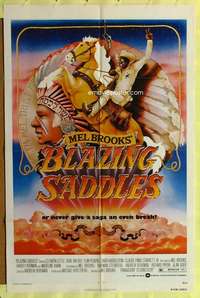 r154 BLAZING SADDLES one-sheet movie poster '74 classic Mel Brooks western!
