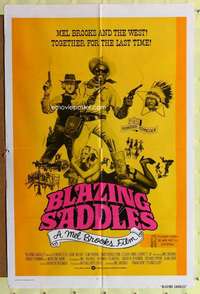 r155 BLAZING SADDLES rare int'l one-sheet movie poster '74 Mel Brooks