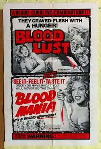 r158 BLOOD LUST /BLOOD MANIA one-sheet movie poster '70s blood-curdling!