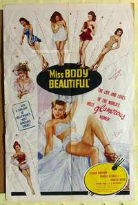 r159 BODY BEAUTIFUL one-sheet movie poster '53 super sexy Hollywood models!