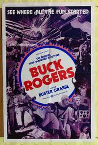 r173 BUCK ROGERS one-sheet movie poster R66 Buster Crabbe serial!