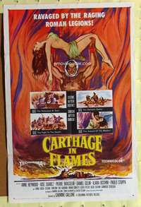 r184 CARTHAGE IN FLAMES one-sheet movie poster '60 Anne Heywood, Italian!