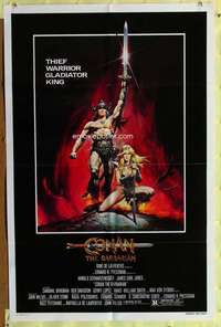 r215 CONAN THE BARBARIAN advance one-sheet movie poster '82 Schwarzenegger