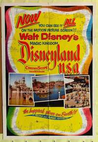 r245 DISNEYLAND USA one-sheet movie poster '57 cool Magic Kingdom!