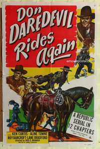 r249 DON DAREDEVIL RIDES AGAIN one-sheet movie poster '51 Republic serial!