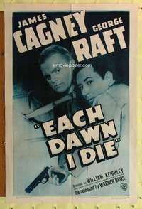 r262 EACH DAWN I DIE one-sheet movie poster R47 James Cagney, George Raft