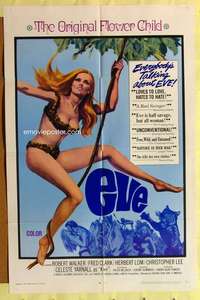 r278 EVE one-sheet movie poster '68 Celeste Yarnell, wild jungle sex, cool!