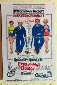 r279 EVERYTHING'S DUCKY one-sheet movie poster '61 Rooney, talking duck!