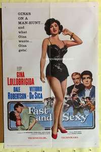 r288 FAST & SEXY one-sheet movie poster '60 Gina Lollobrigida, de Sica