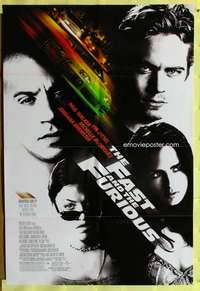 r289 FAST & THE FURIOUS one-sheet movie poster '01 Vin Diesel, car racing!