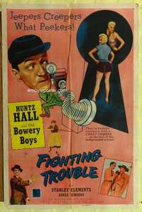 r295 FIGHTING TROUBLE one-sheet movie poster '56 Bowery Boys, Adele Jergens