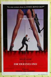 r307 FOR YOUR EYES ONLY advance one-sheet movie poster '81 Moore as James Bond!
