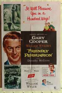 r315 FRIENDLY PERSUASION one-sheet movie poster '56 Gary Cooper, Wyler