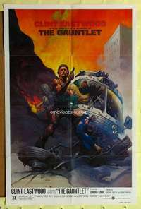 r324 GAUNTLET one-sheet movie poster '77 Eastwood, Frank Frazetta art!
