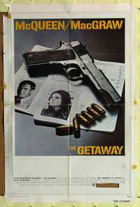 r325 GETAWAY one-sheet movie poster '72 Steve McQueen, Ali McGraw