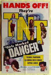 r328 GIRLS MARKED FOR DANGER one-sheet movie poster '53 Sophia Loren