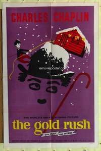 r333 GOLD RUSH one-sheet movie poster R59 Charlie Chaplin classic!