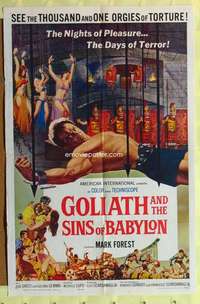 r335 GOLIATH & THE SINS OF BABYLON one-sheet movie poster '64 sword&sandal
