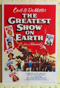r346 GREATEST SHOW ON EARTH one-sheet movie poster '52 DeMille, Heston