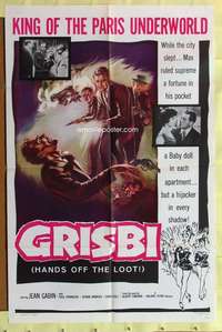 r349 GRISBI one-sheet movie poster '60 Jean Gabin, Jeanne Moreau, French!