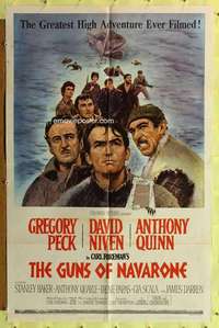 r351 GUNS OF NAVARONE one-sheet movie poster '61 Greg Peck, Niven, Quinn