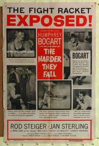 r363 HARDER THEY FALL rare style B one-sheet movie poster '56 Bogart