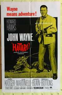 r364 HATARI one-sheet movie poster R67 John Wayne, Howard Hawks, Africa!
