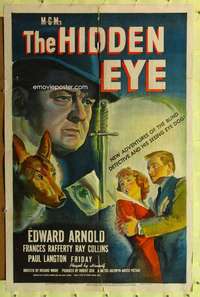 r378 HIDDEN EYE one-sheet movie poster '45 Edward Arnold, Frances Rafferty