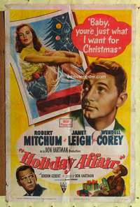 r382 HOLIDAY AFFAIR one-sheet movie poster '49 Robert Mitchum, Janet Leigh