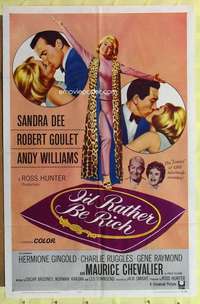 r415 I'D RATHER BE RICH one-sheet movie poster '64 Sandra Dee, Goulet